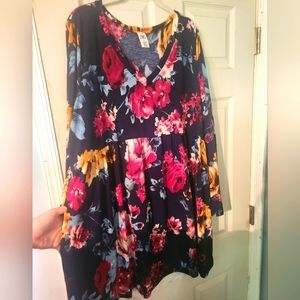 Sew In Love 3x plus size fall navy floral long sleeved dress